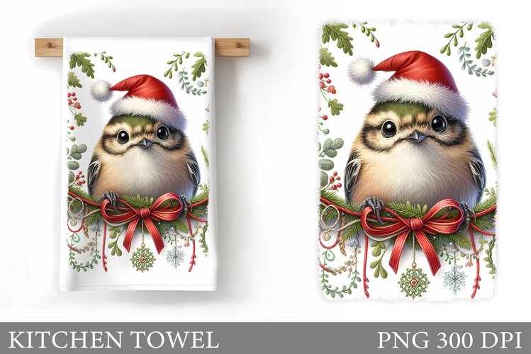 Cute Bird Kitchen Towel. Christmas Kitchen Towel Design example image 1