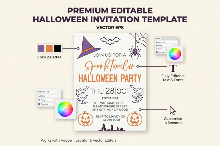 Spooktacular Halloween Party Invitation EPS Template
