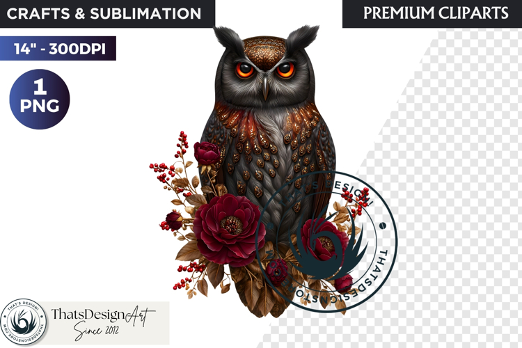 Floral Owl Fantasy clipart, Botanical and Wildlife Graphics