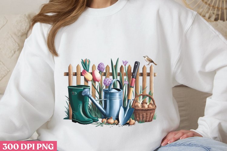 Image of gardening tools and plants PNG, Gardening Sublimati