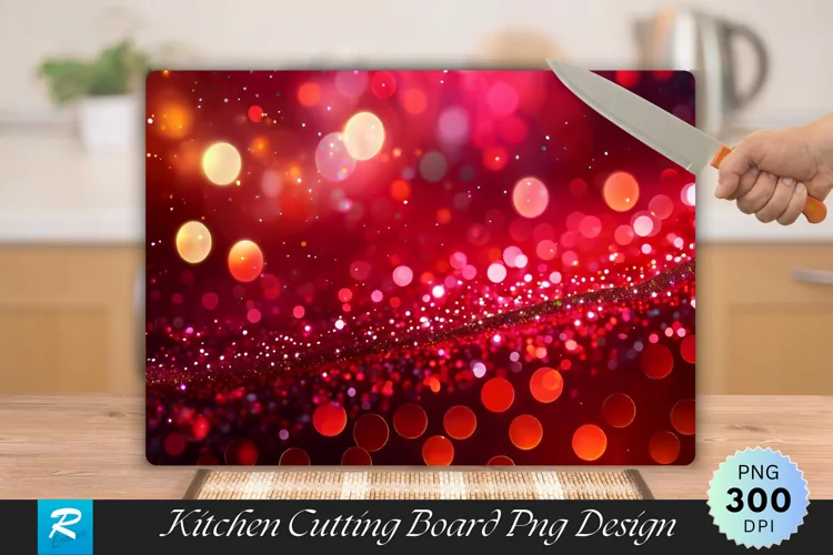 Red Glitter Chunks Cutting Board Sublimation Design