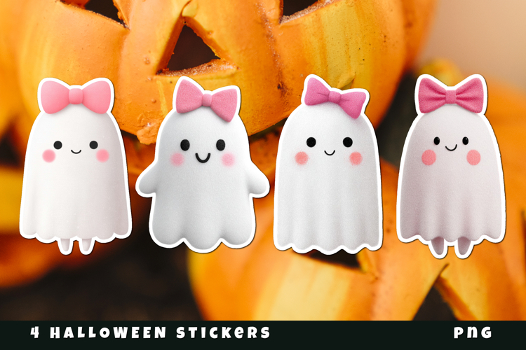 Kawaii Ghost Stickers PNG | Halloween Printable Stickers