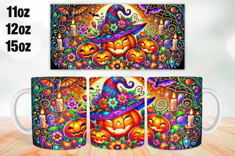Halloween Pumpkins Mug Wrap Sublimation 11oz, 12oz, 15oz