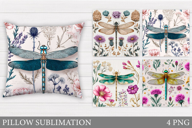 Dragonfly Sublimation. Dragonfly Pillow Design example image 1