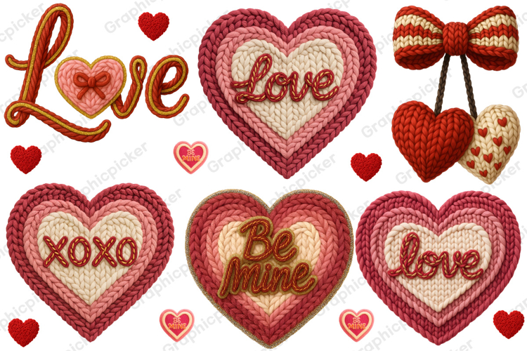 Latch Hook Yarn Crochet Valentines Day Heart PNG, Valentine