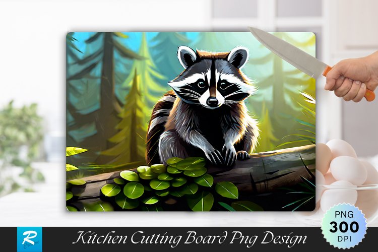 Racoon Background Cutting Board Sublimation Design example image 1
