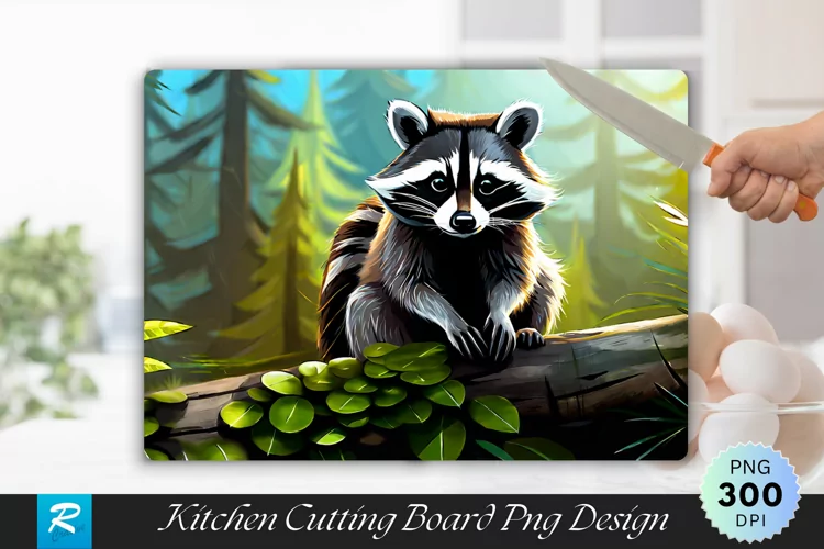 Racoon Background Cutting Board Sublimation Design