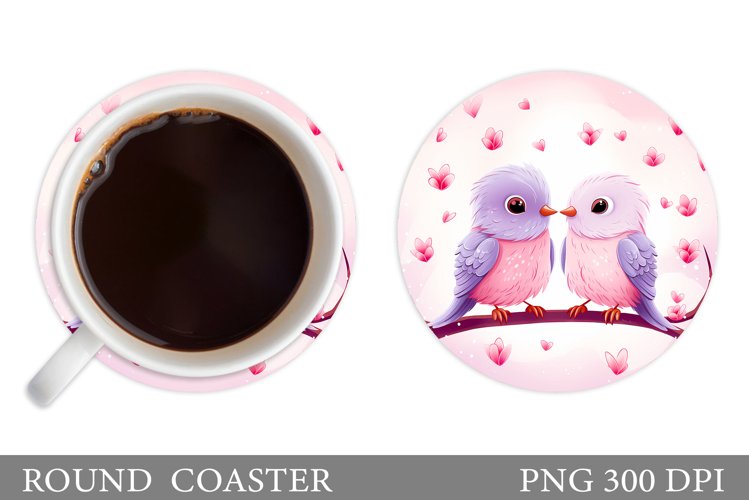 Valentines Bird Coaster. Cute Bird Coaster Design