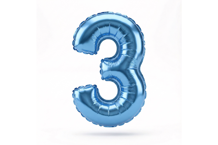 Blue Metallic Number 3 Foil Balloon Party Decoration