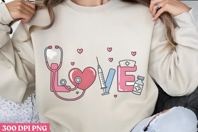 Love PNG, Valentine Nurse Sublimation PNG