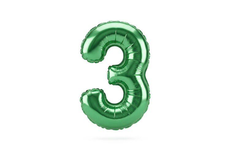 Green Metallic Number 3 Foil Balloon Party Decoration example image 1