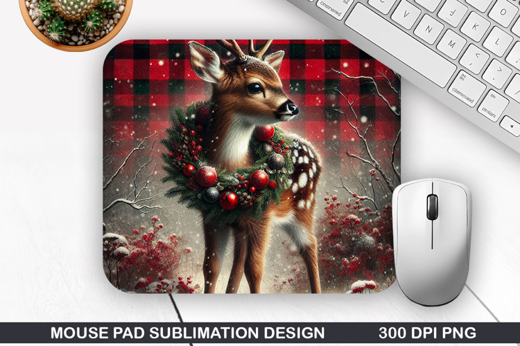 Deer Mouse Pad Sublimation, Christmas Mouse Pad PNG