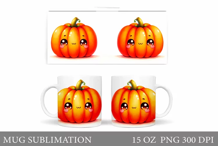 Cute Pumpkin Mug Wrap. Halloween Mug Wrap Sublimation