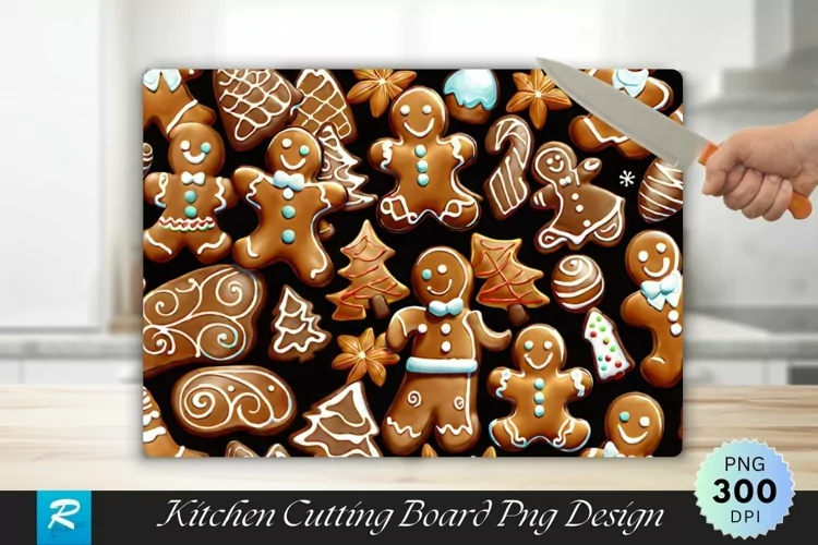 Gingerbread Background Cutting Board Sublimation Design