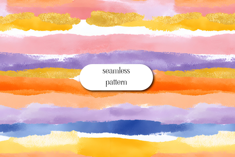 Colorful Watercolor Stripes Seamless Abstract Pattern