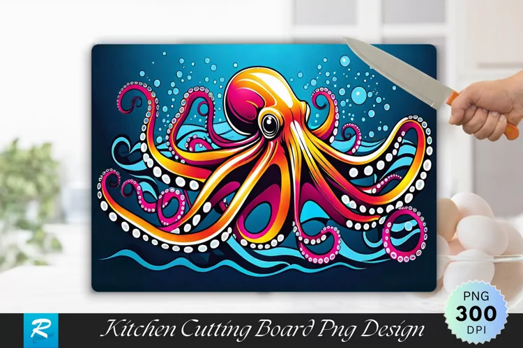 Octopus Cutting Board sublimation Design