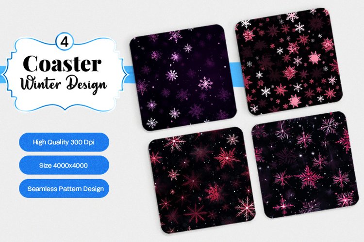 Square Coaster winter snow Sublimation example image 1