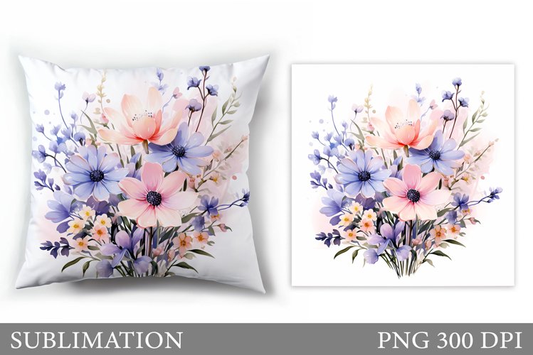 Floral Sublimation. Wildflowers Pillow Sublimation