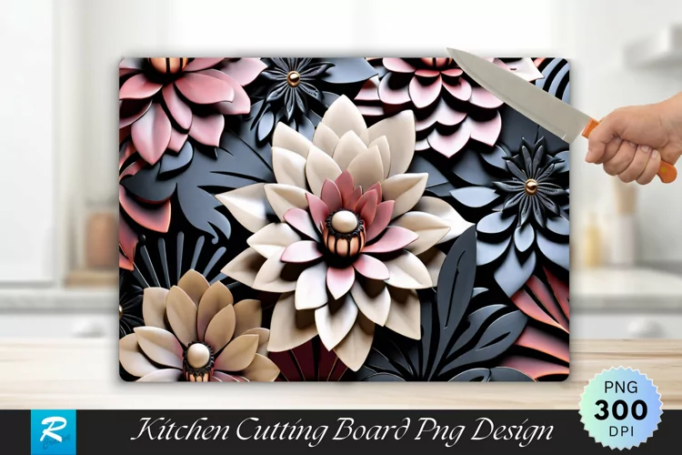 3D Flowers Cutting Board Sublimation Design
