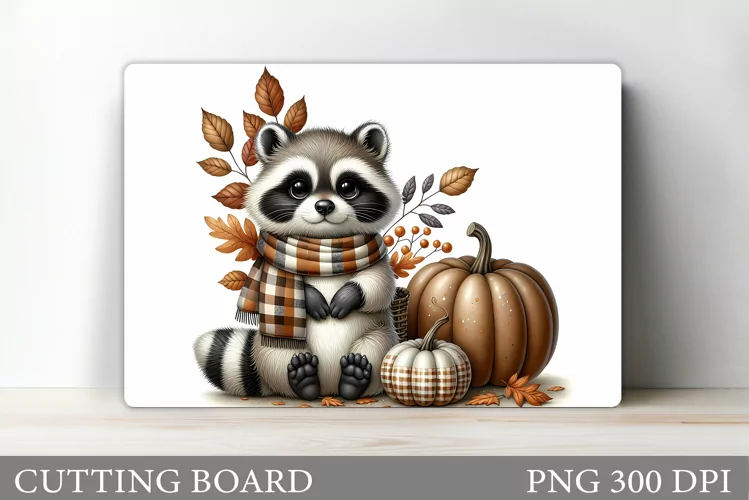 Fall Raccoon Cutting Board. Fall Cutting Board Sublimation