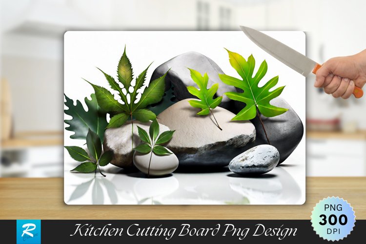 Leaves With Rock Cutting Board Sublimation Design example image 1