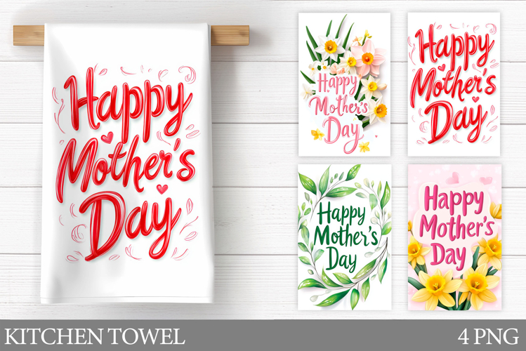 Mother's Day Kitchen Towel. Flowers Kitchen Towel Design