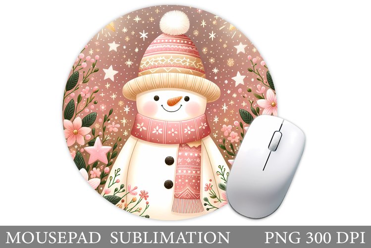 Snowman Mouse Pad Design. Christmas Mouse Pad Sublimation