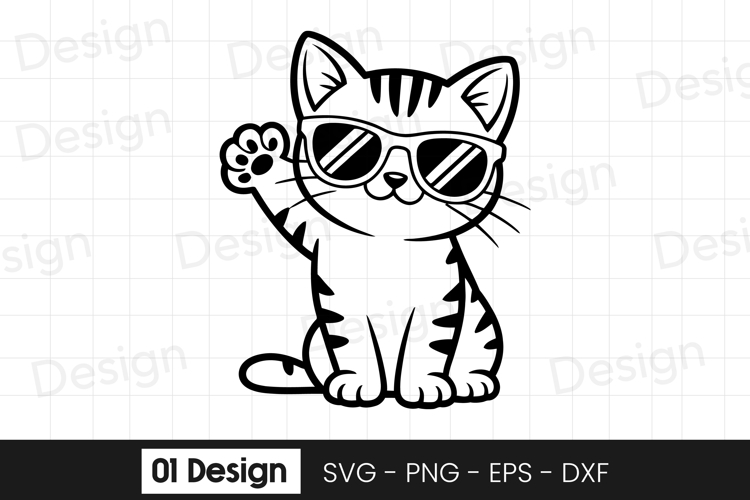 Cool Kitten Sunglasses Cartoon SVG PNG
