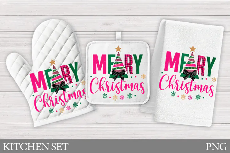 Merry Christmas Oven Mitt. Christmas Square Pot Holder