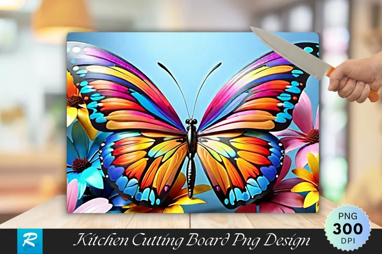 3D Butterfly Cutting Board Sublimation Design