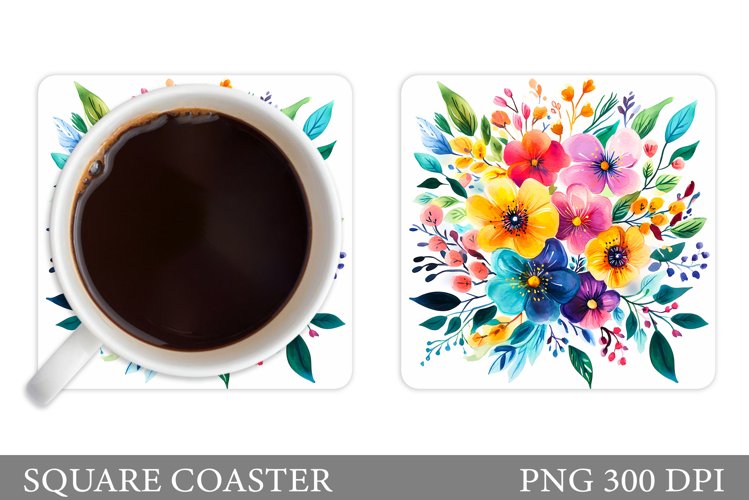 Floral Coaster Design. Flowers Coaster Sublimation