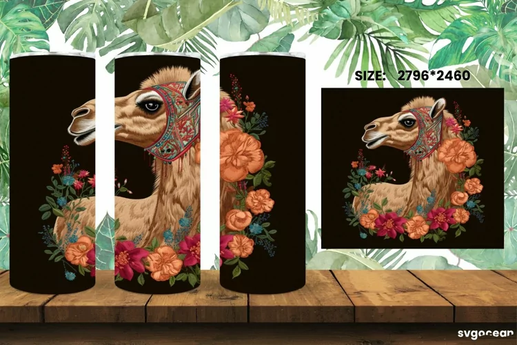 Embroidery Camel Tumbler Wrap |Skinny 20 oz| Sublimation