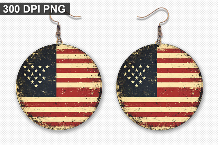 Flag Earring Sublimation PNG - 4th of July Earring Design