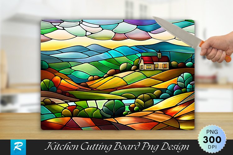 Nature Stained Glass Cutting Board Sublimation Design