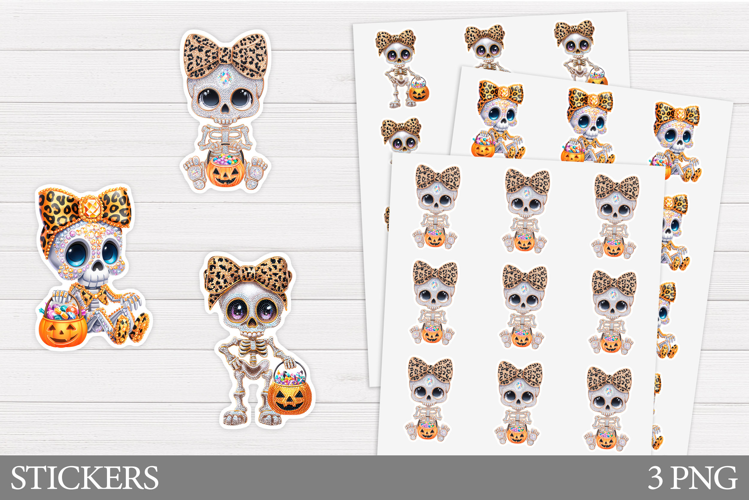Skeleton Sticker Design. Halloween Sticker Printable