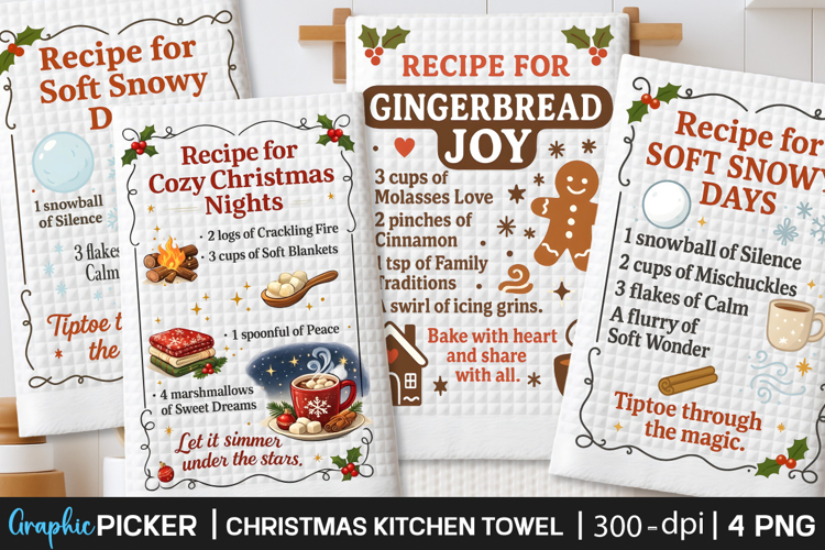 Christmas Kitchen Towel PNG, Christmas cocktail Recipe PNG