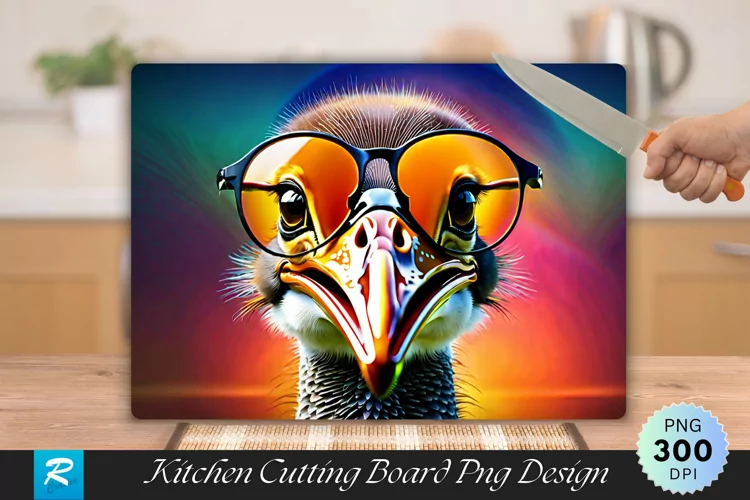 Ostrich Cutting Board Sublimation Design