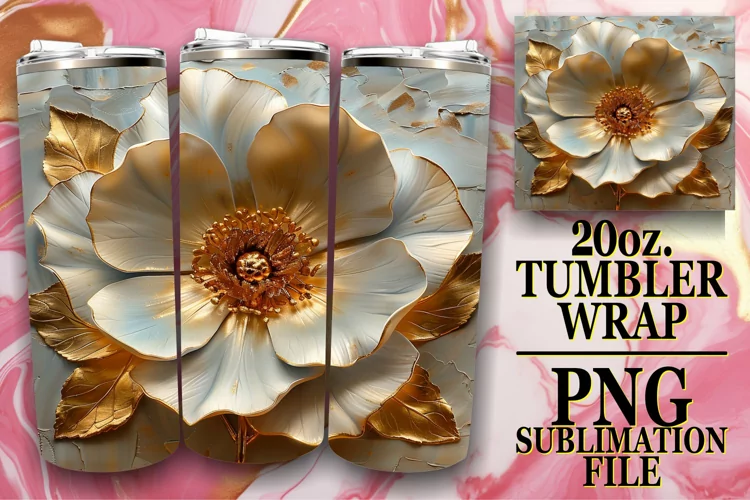 3D Flower Fantasy: Tumbler Wrap Sublimation