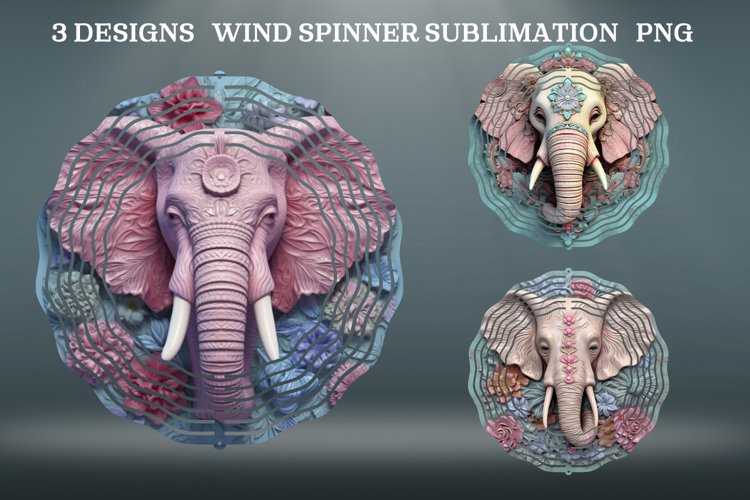 3D Elephane Wind Spinner | Sublimation Spinner Designs example image 1