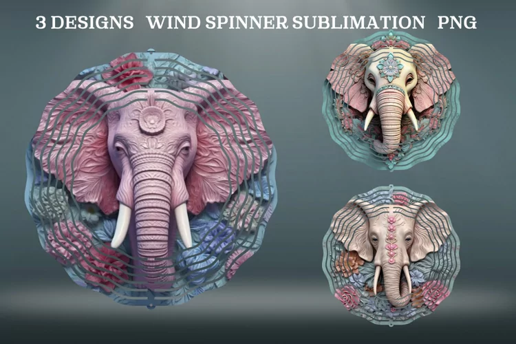 3D Elephane Wind Spinner | Sublimation Spinner Designs