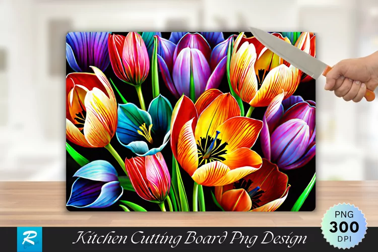 Wild Tulip Cutting Board Sublimation Design