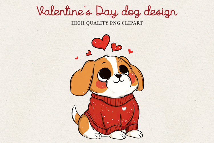 Valentine’s Day Cute Dog Clipart | Love Puppy PNG