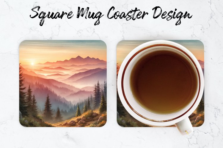 Mountains Mug coaster | Coaster | Sublimation
