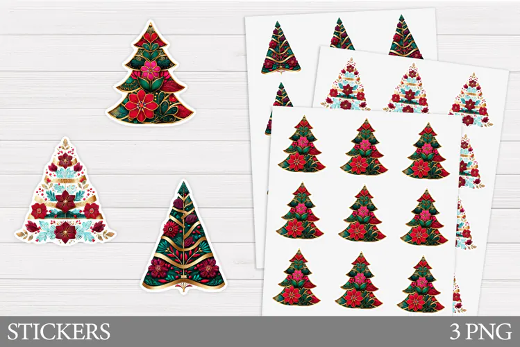 Christmas Tree Sticker Design. Christmas Sticker Printable
