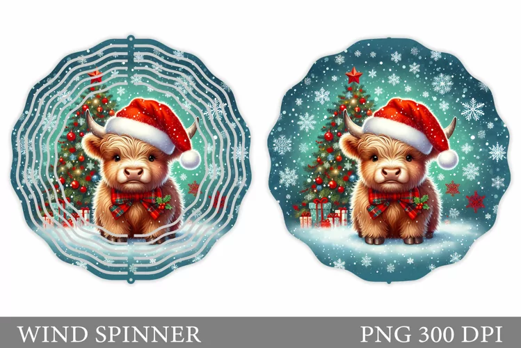 Christmas Cow Wind Spinner. Christmas Wind Spinner Design