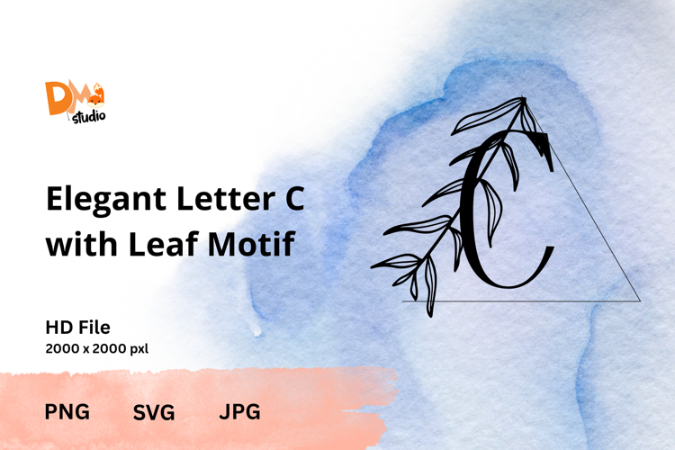 Monogram Elegant Letter with Leaf Motif - A to Z Nature-Insp