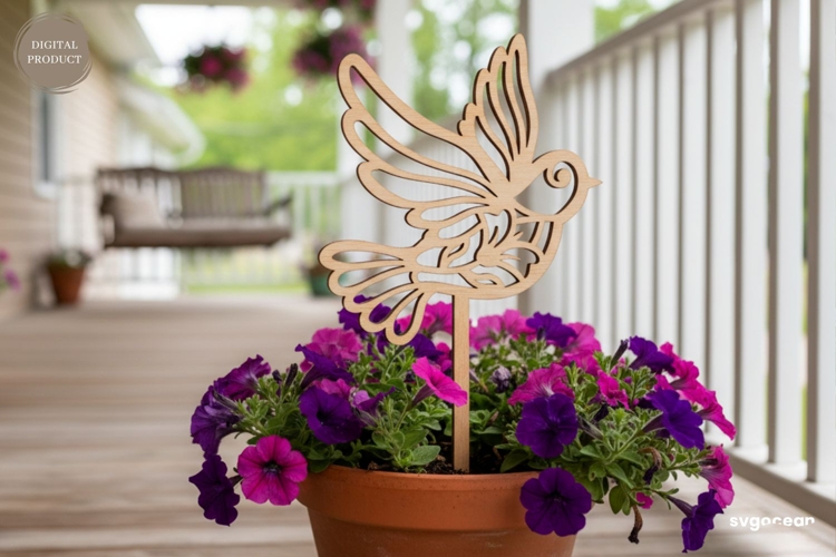 Spring Bird Garden Stake Laser Cut | Glowforge | SVG
