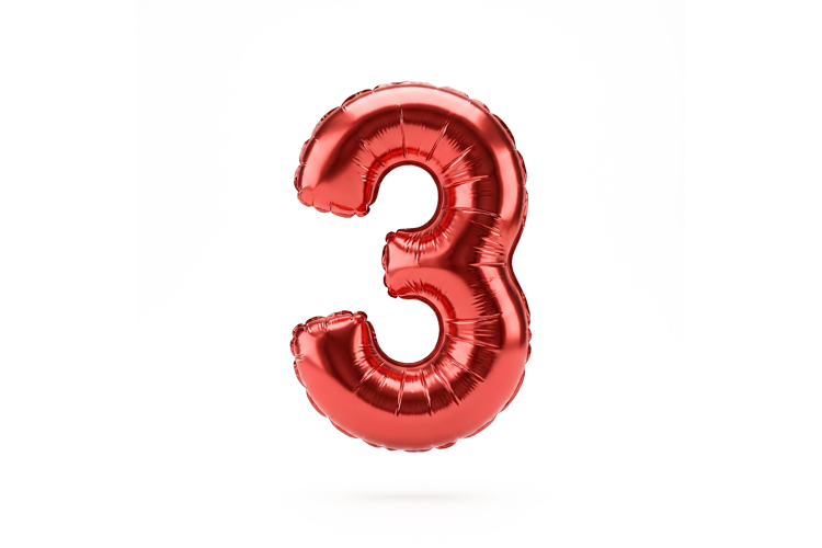 Red Metallic Number 3 Foil Balloon Party Decoration
