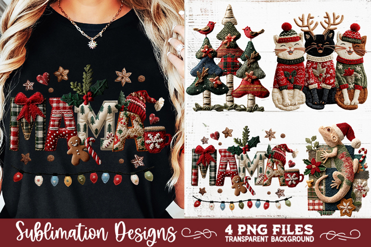 Preppy Rustic Christmas Patchwork Sublimation Designs