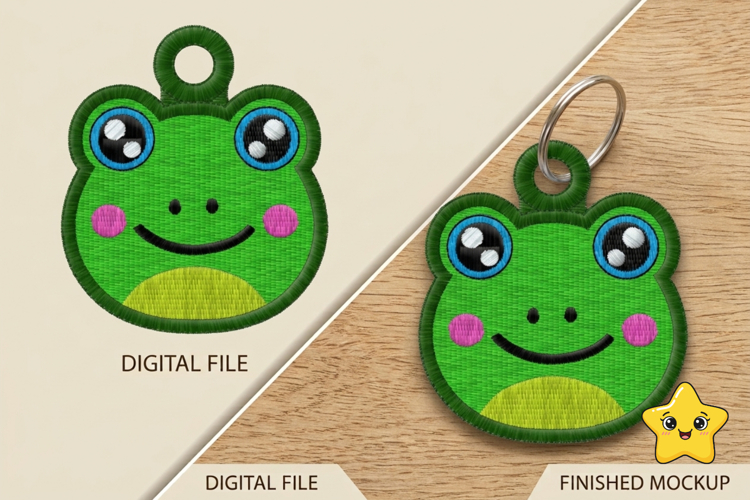 Cute Frog Keychain Embroidery Design